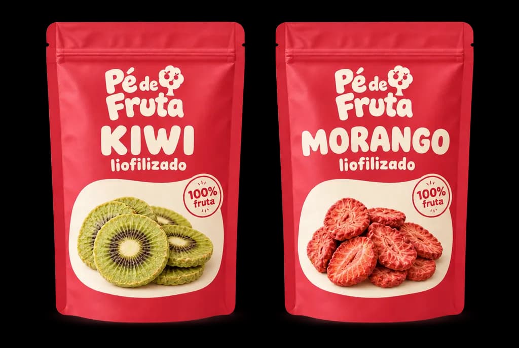Embalagem Pé de Fruta de Dupla Kiwi + Morango liofilizados