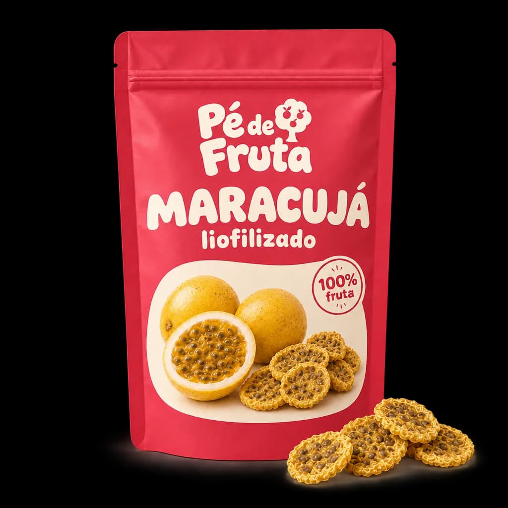 Embalagem Pé de Fruta de Maracujá liofilizado