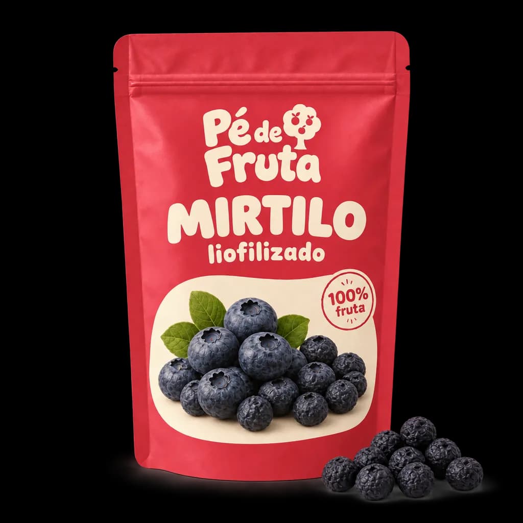 Embalagem Pé de Fruta de Mirtilo liofilizado