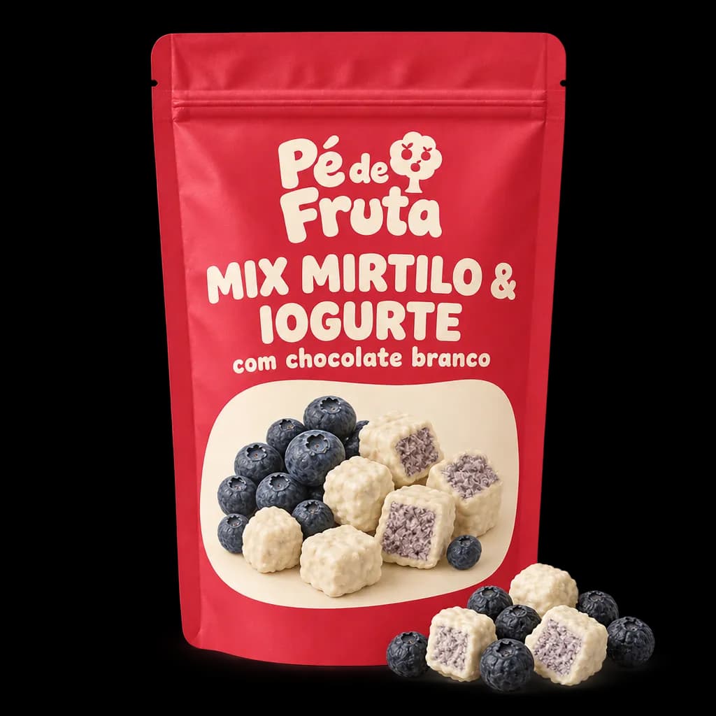 Embalagem Pé de Fruta de Mix Mirtilo & Iogurte com chocolate branco