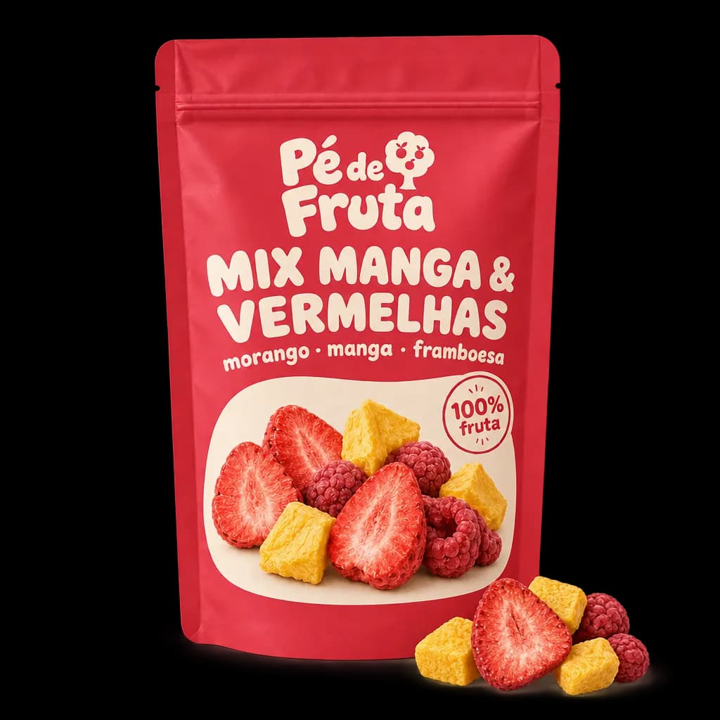 Embalagem Pé de Fruta de Mix Manga & Vermelhas morango · manga · framboesa